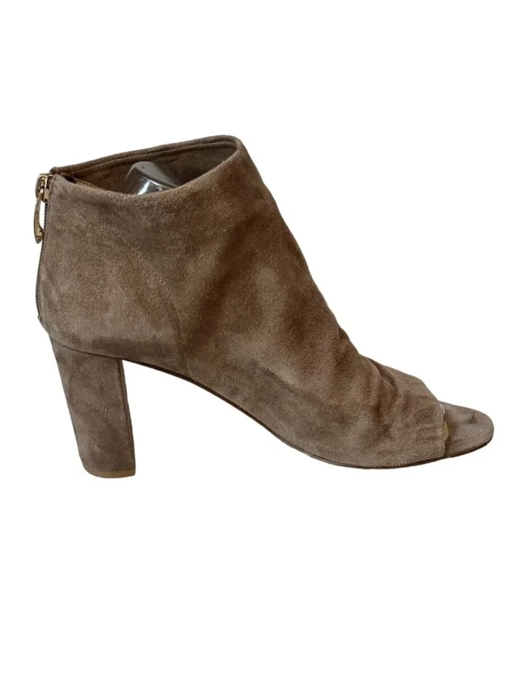 VAN ELi Women's Shoes Peep Toe Ankle Boots Beige Suede Size 8.5